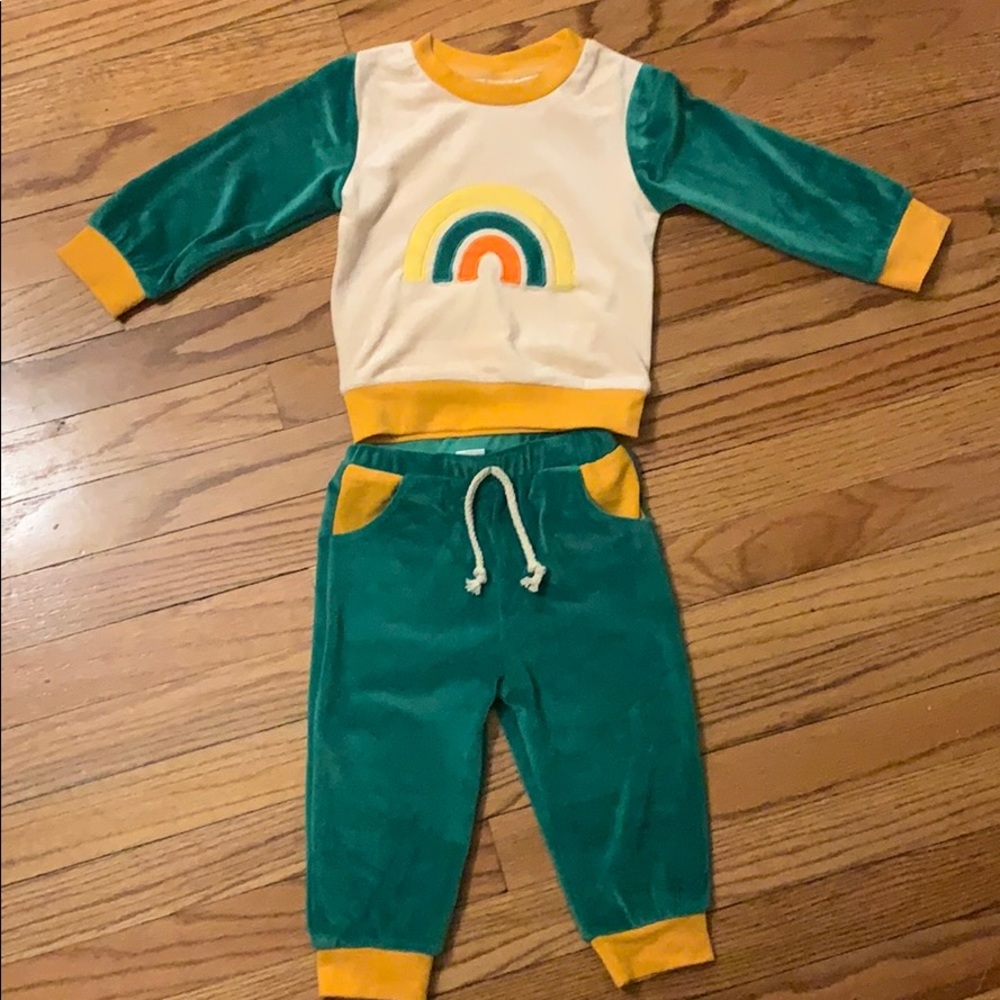 Velour rainbow track suit